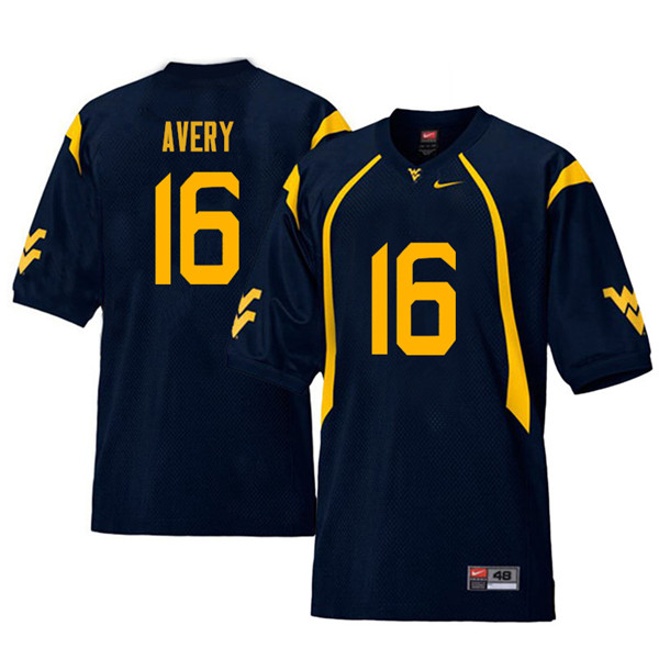 Men #16 Toyous Avery West Virginia Mountaineers Retro College Football Jerseys Sale-Navy